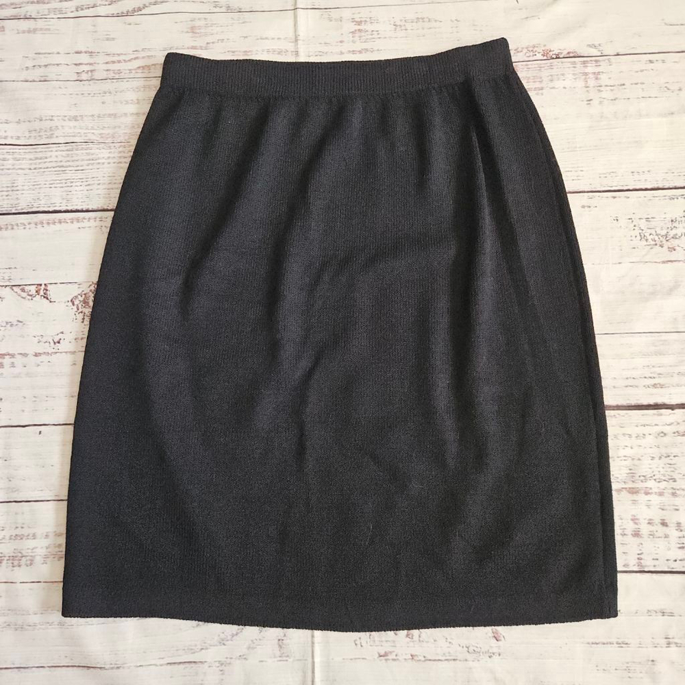 St. John Basics Black Knit Skirt Womens 8 Elastic Waist
